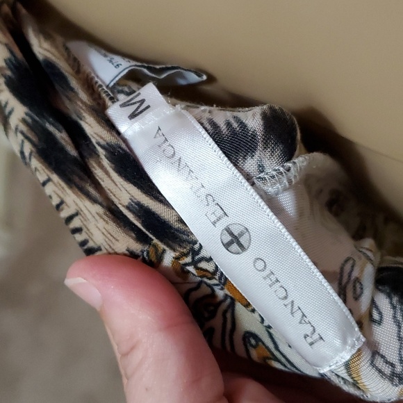 Rancho Estancia M floral cheetah print soft slinky jersey knit flare trousers - Picture 6 of 7